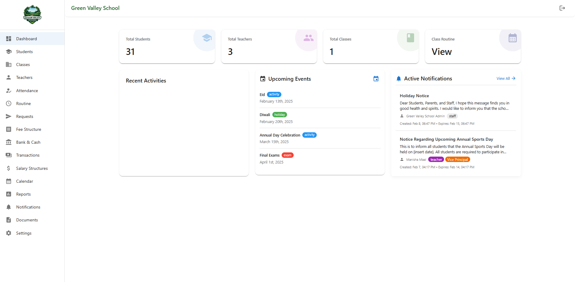 School Management Dashboard