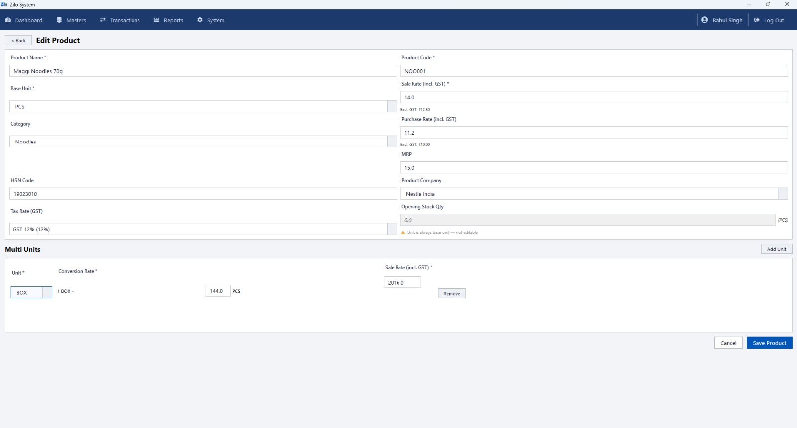 Zilo System product catalog with multi-unit support — Vyapar and Tally alternative